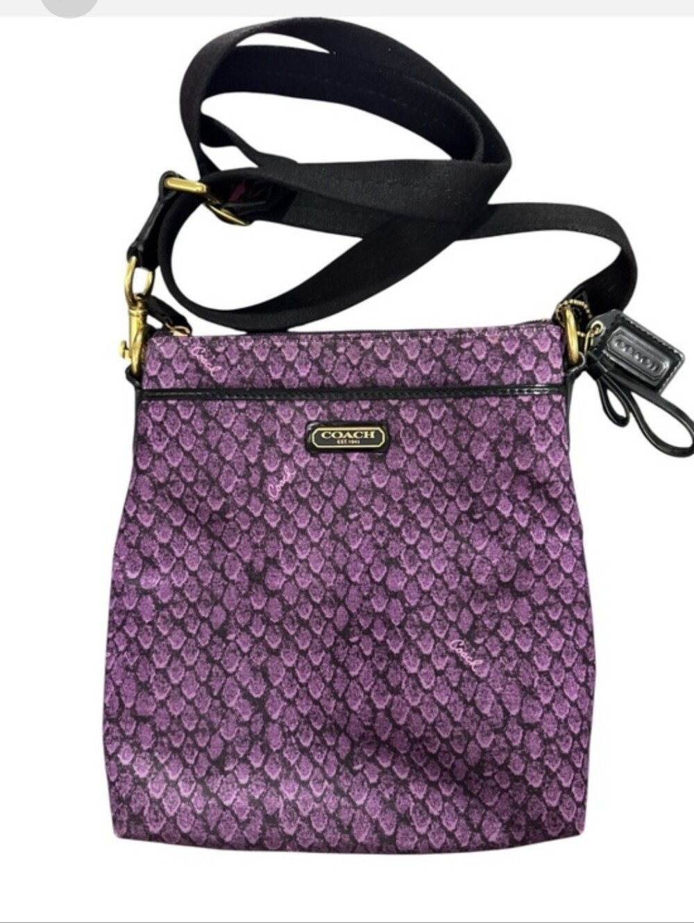 Coach Purple Snake Print Swingpack Crossbody EUC